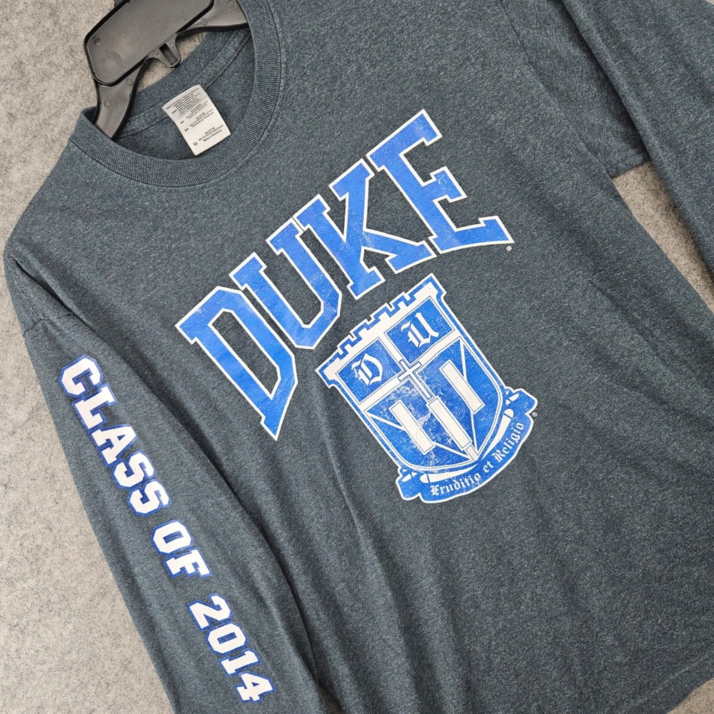 Gildan Duke University Long Sleeve T-Shirt Mens Medium Gray Class of 2014 Crest